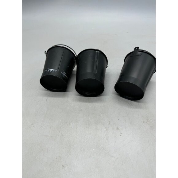 Set Of 3 Black Metal Buckets Green Jack-O-Lantern Tea light candle holders READ - Picture 6 of 6